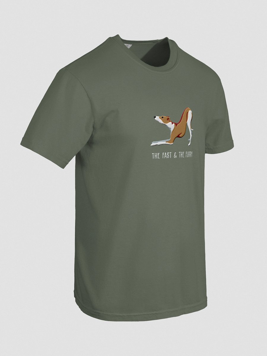 The Fast & The Furry T-Shirt(Embroidered) of an Italian Greyhound(Brown & White) product image (38)