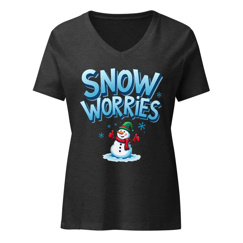 Snow Worries Cartoon Snowman V-Neck Tee product image (3)
