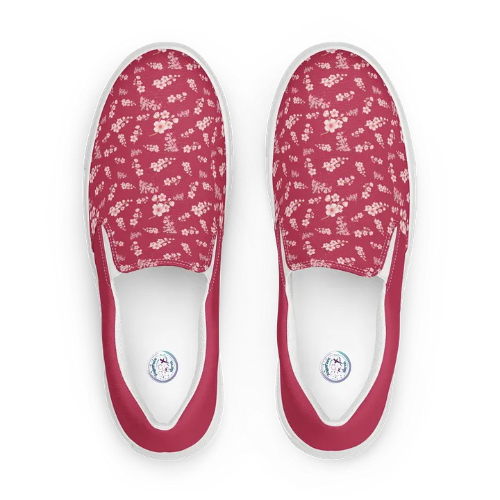 Cherry Blossoms on Magenta Floral Women's Slip-On Canvas Shoes product image (2)
