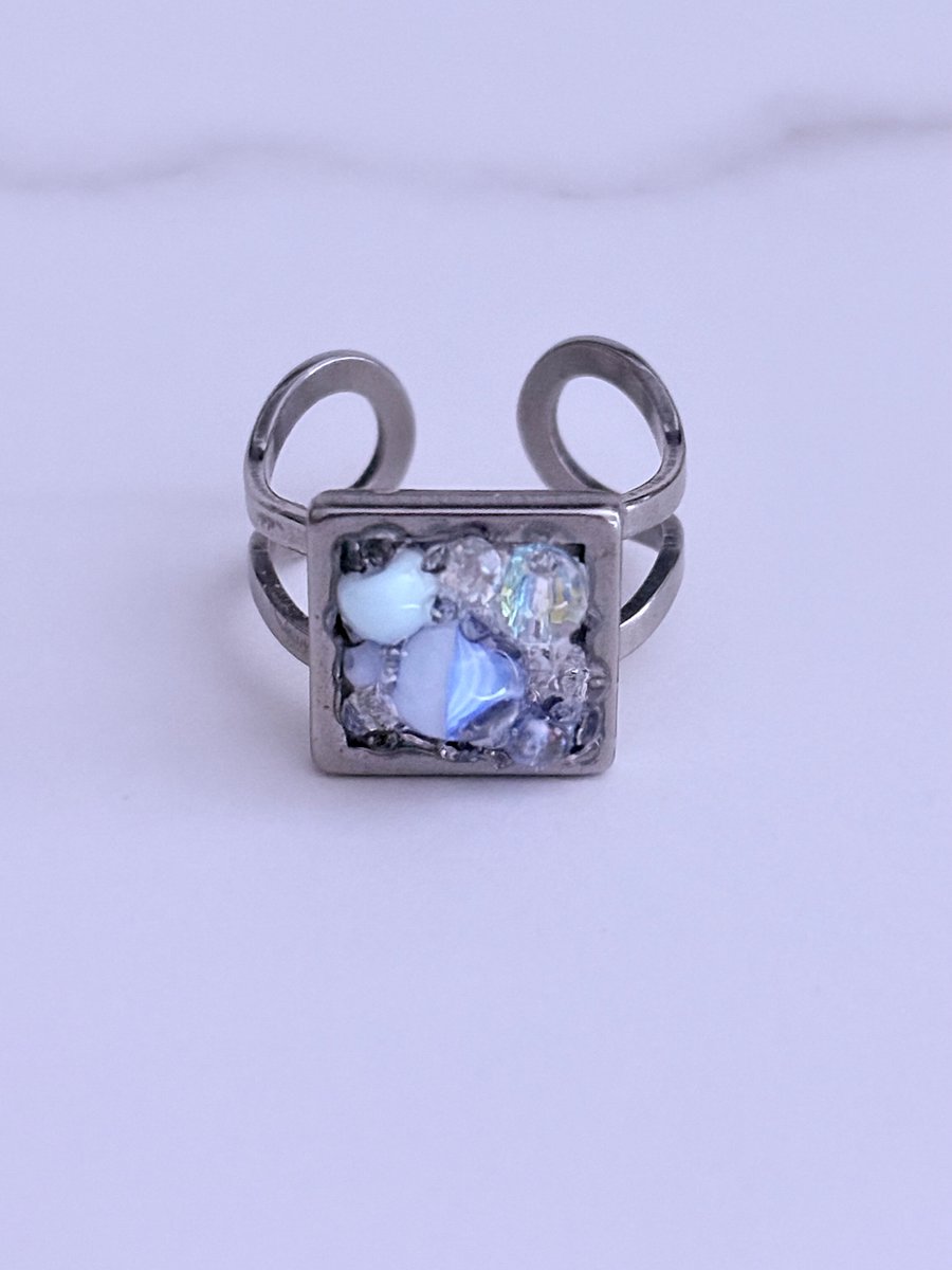 MFD-00230 | Radiant Tidepool | Adjustable Ring | Double-Band Stainless Steel | Handmade Coastal Charm Jewelry by Monique Faella Designs™ product image (8)