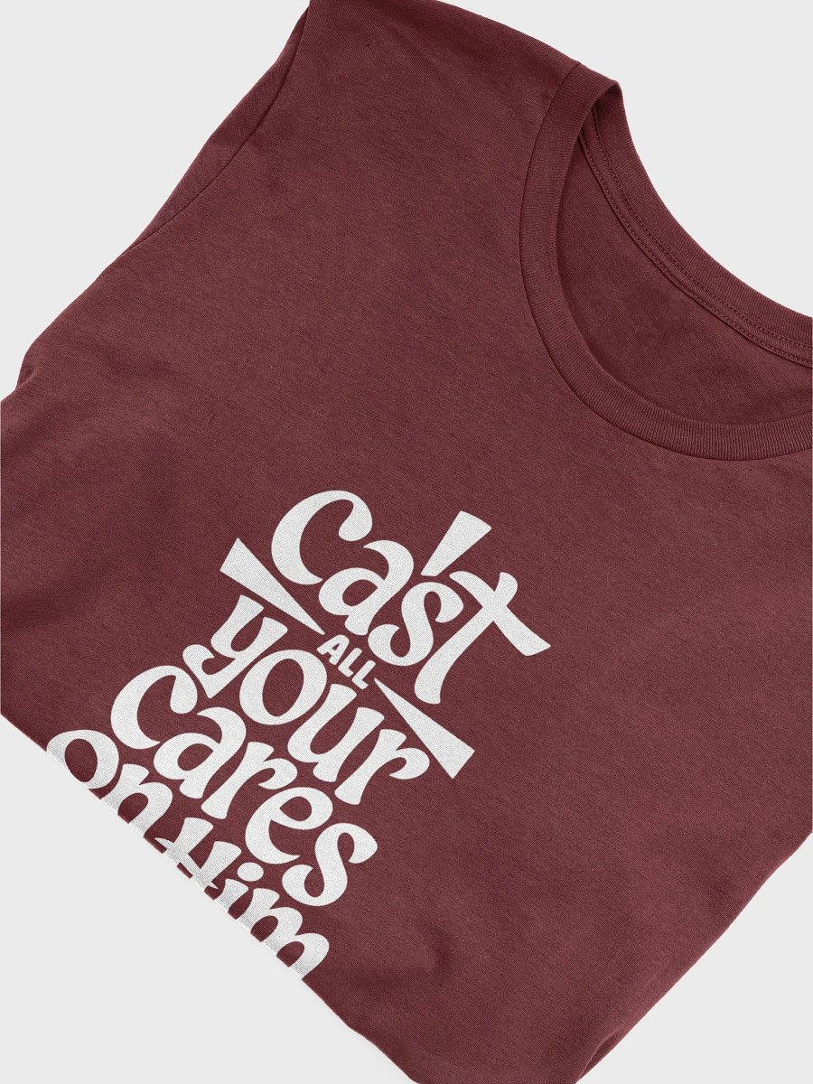 Cast All Your Cares on Him – 1 Peter 5:7 Bible Verse Bella+Canvas Supersoft T-Shirt product image (5)