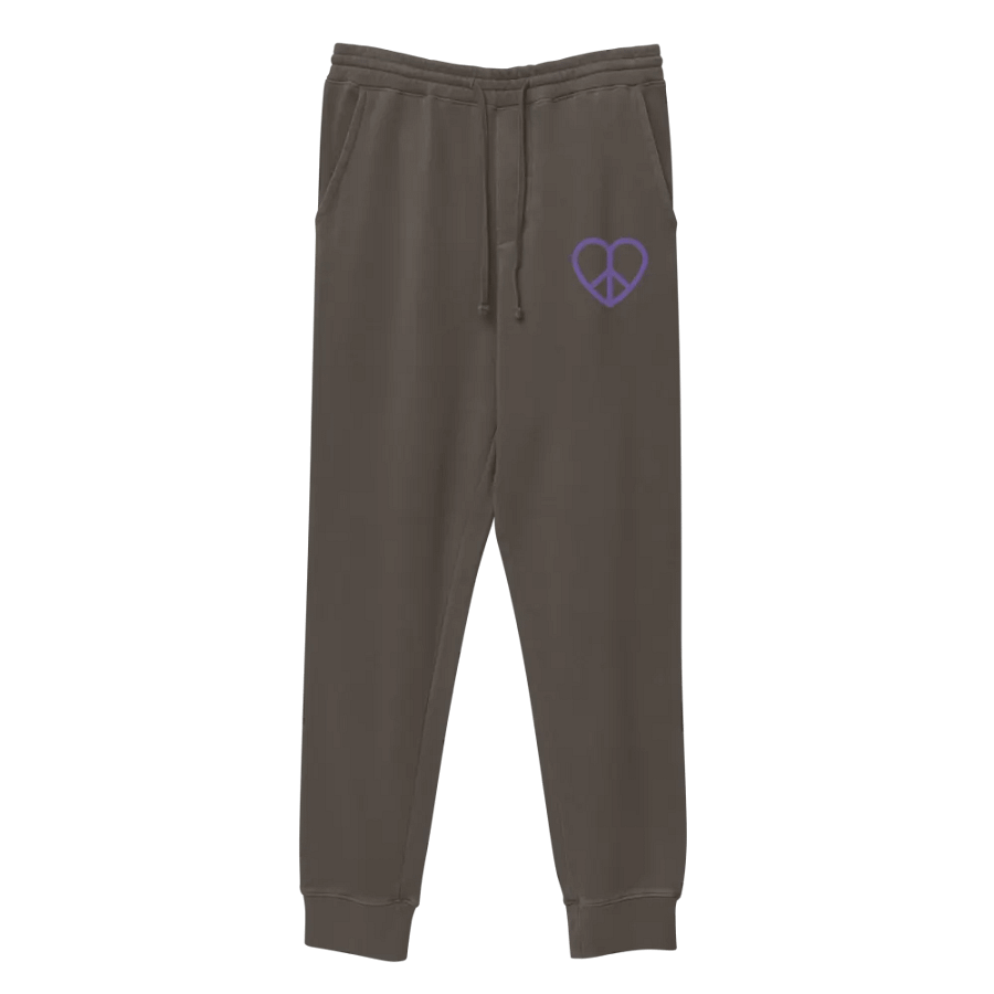 Embroidered Peace-Heart Sweatpants with Pockets (Purple Heart) product image (5)