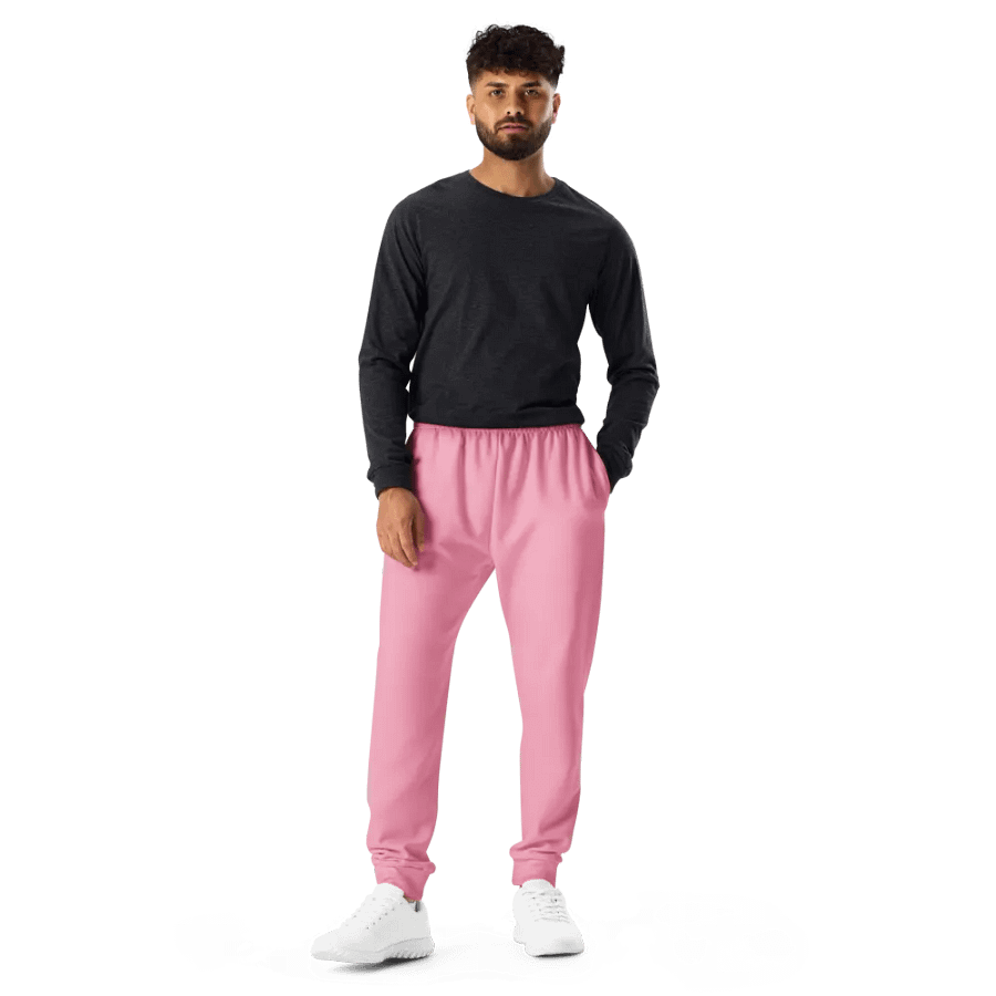 Plain Bubblegum Pink Soft Summer Recycled Polyester Premium Men's Joggers by Treasure Pie product image (11)