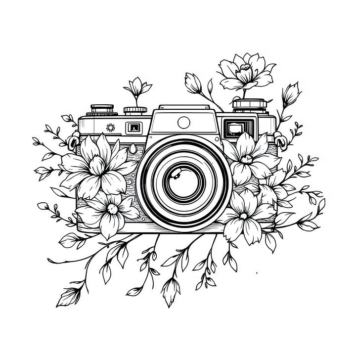 Vintage Camera and Floral Clipart Bundle - Set of 14 Digital Illustrations for Creative Projects and Decor product image (2)