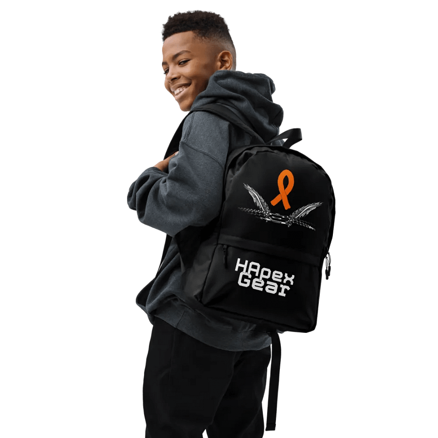 White HApex Gear White Logo Cancer Awareness Orange Ribbon. Black Backpack product image (7)