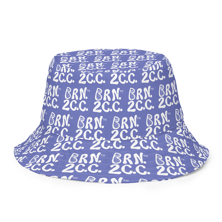 Adults Unisex | Reversible Bucket Hat | BOURNE to Cape Cod™ x BRN.2C.C.™ All-Over Logo Print | Coastal Style Sun Hat | Slate Blue & White product image (2)