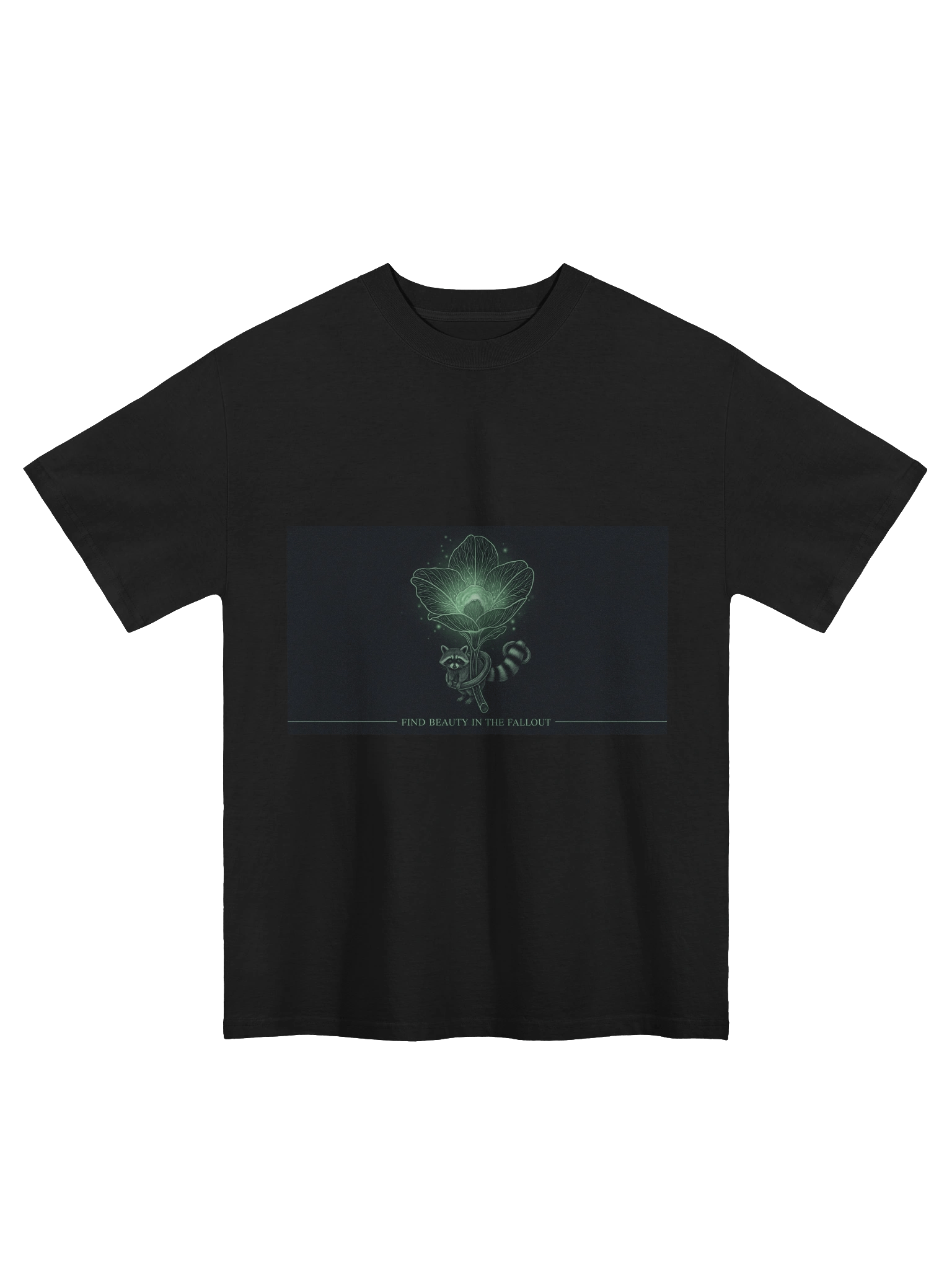 Glowing Floral Raccoon Oversized Tee product image (1)