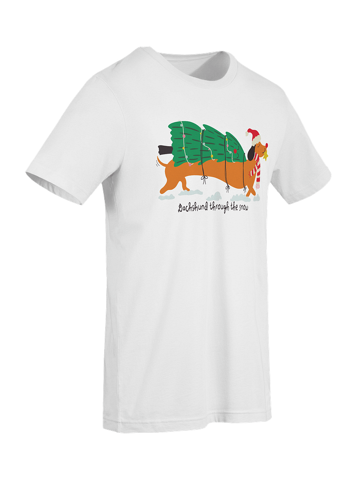Dachshund Through the Snow T-Shirt – Christmas Tree Wrapped Wiener Dog product image (2)