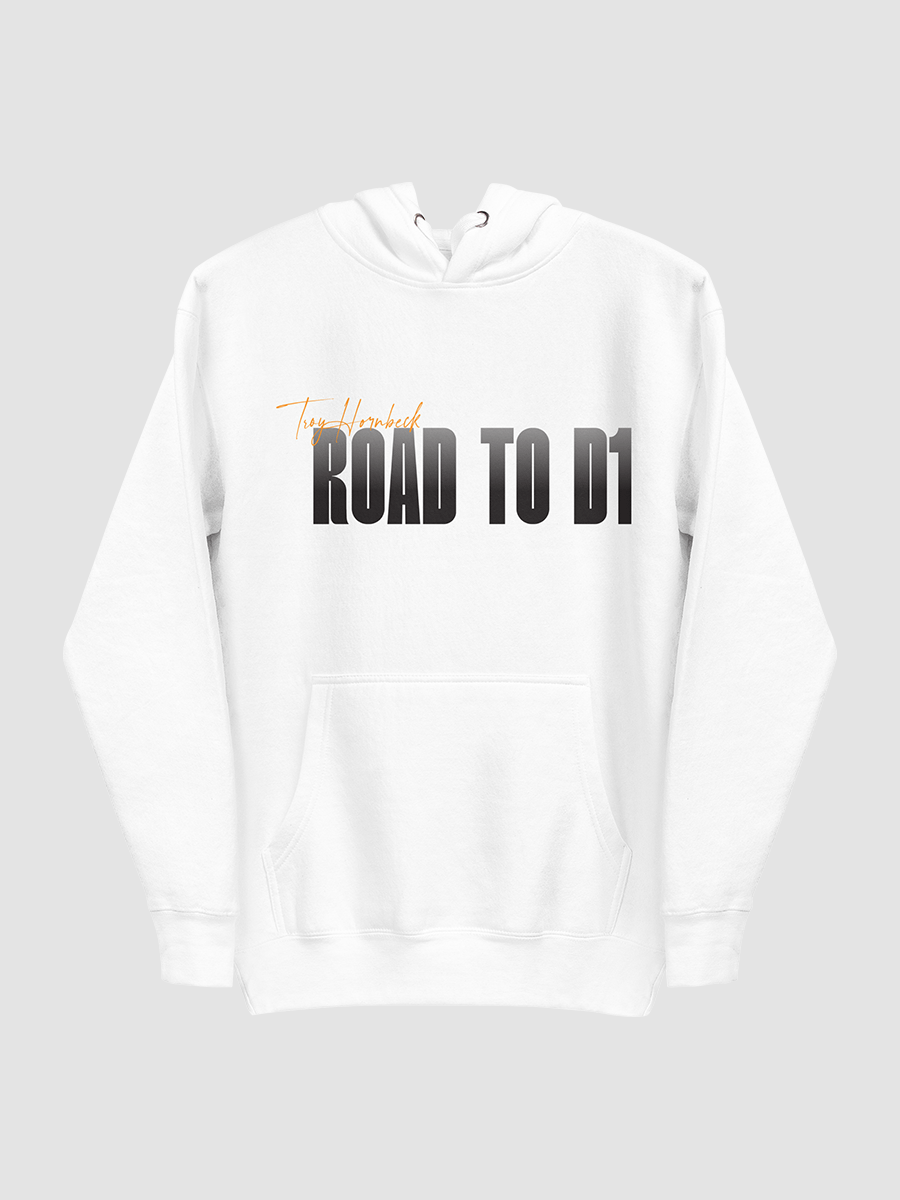 Troy Hornbeck - ROAD TO D1 - White Hoodie with ORANGE product image (2)