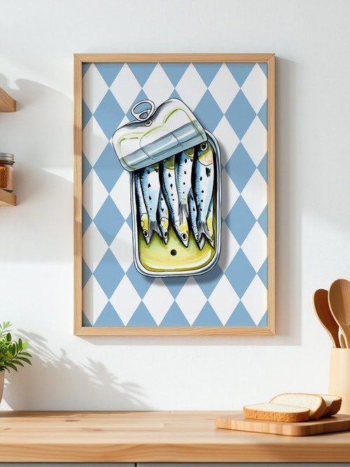 Sardine Wall Art Sardines Art Print Retro Seafood Poster Kitchen Decor product image (3)