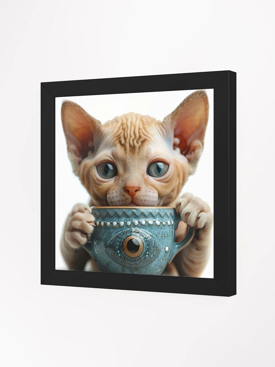 Coffee Lover Cute Hairless Sphynx Kitten Wall Art product image (4)