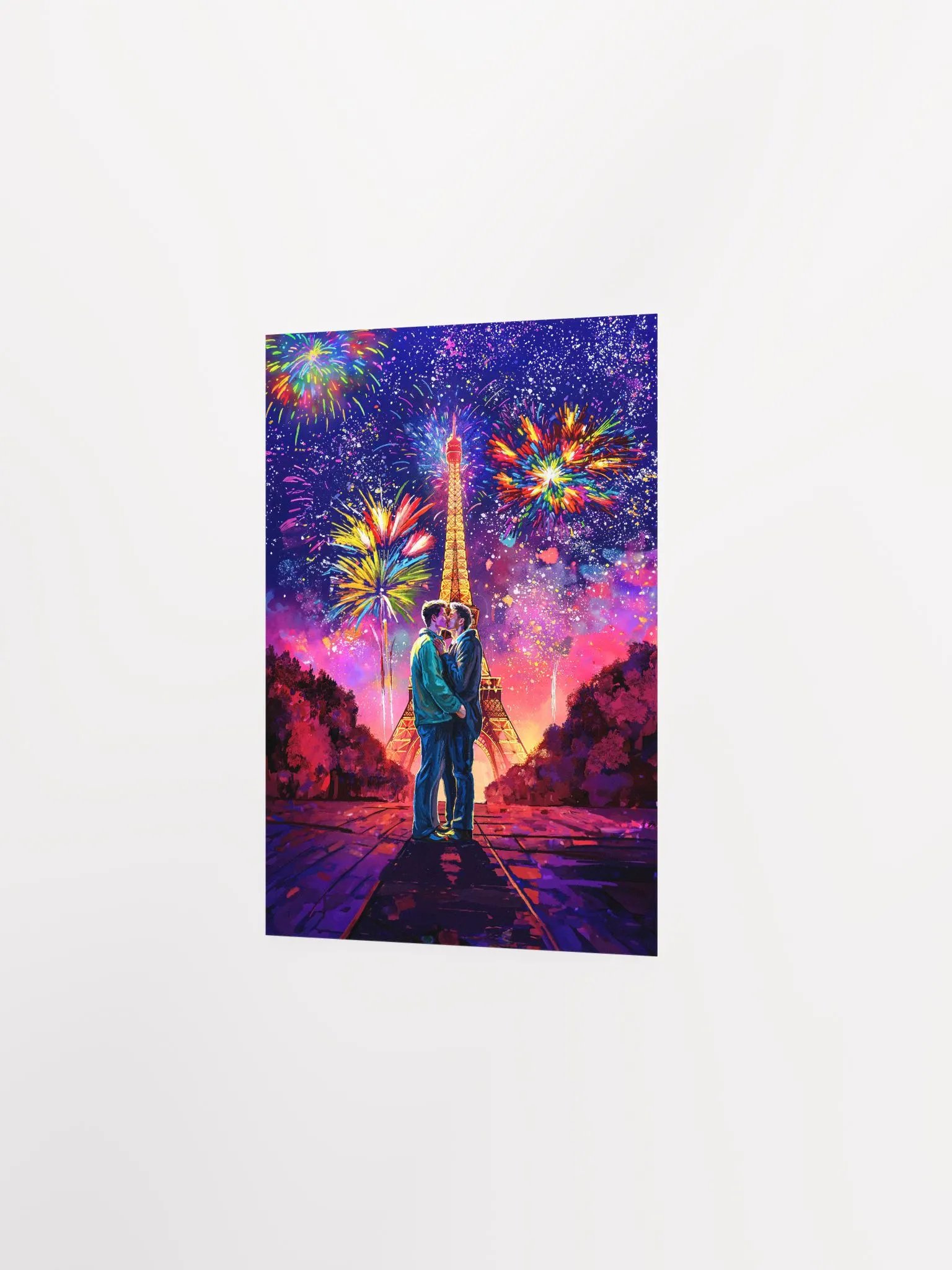 The Kiss In Paris - Romantic Gay Couple Studio Art Print product image (2)
