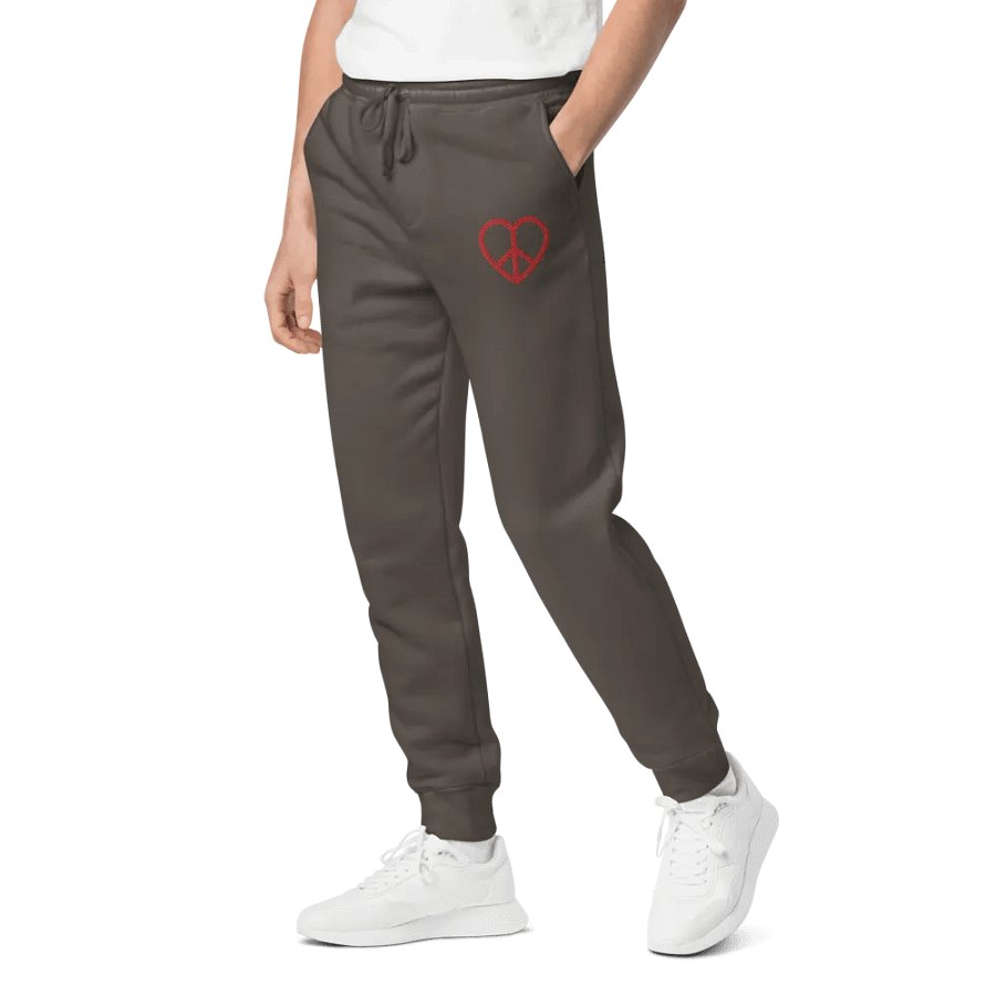Embroidered Peace-Heart Sweatpants with Pockets (Red Heart) product image (10)