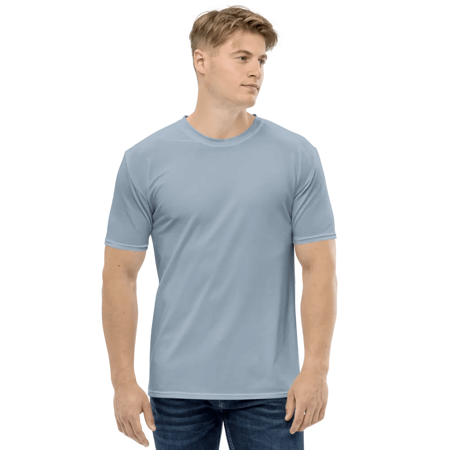 Plain Light Grayish Blue True Summer Men's Crewneck Polyester Heavyweight Premium T-Shirt by Treasure Pie product image (4)