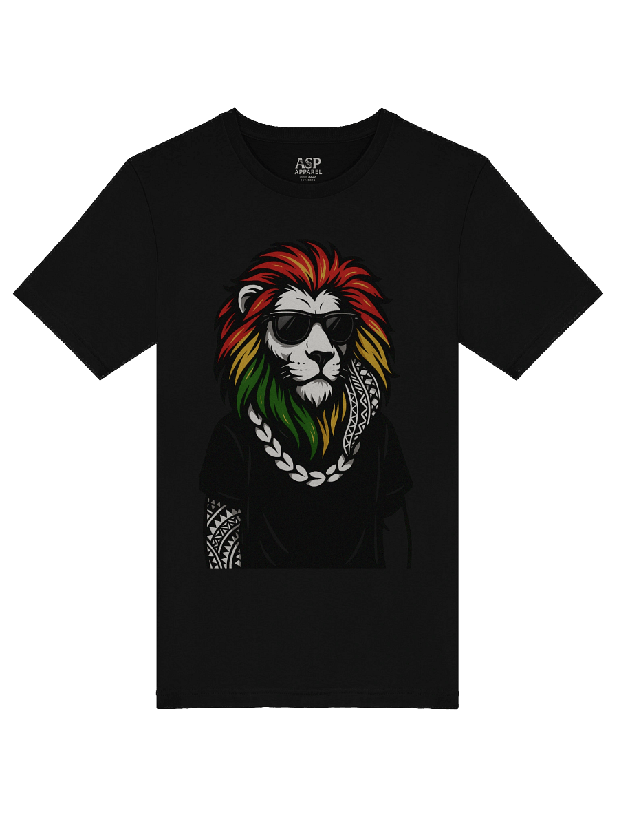 Reggae Lion Head T-Shirt – Polynesian Tribal Streetwear Design with Rasta Colors | Samoan Island Vibes by ASP Apparel product image (5)