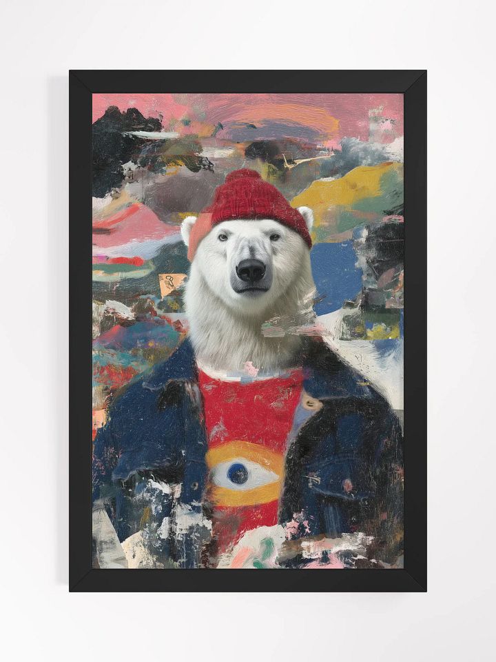 Hipster polar Bear surreal art Vibrant Ayous Wood Framed Poster product image (1)