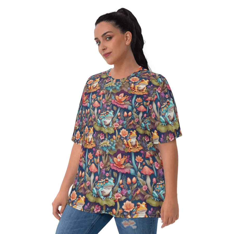 Mushroom Frogs Floral All Over Print T-shirt product image (10)