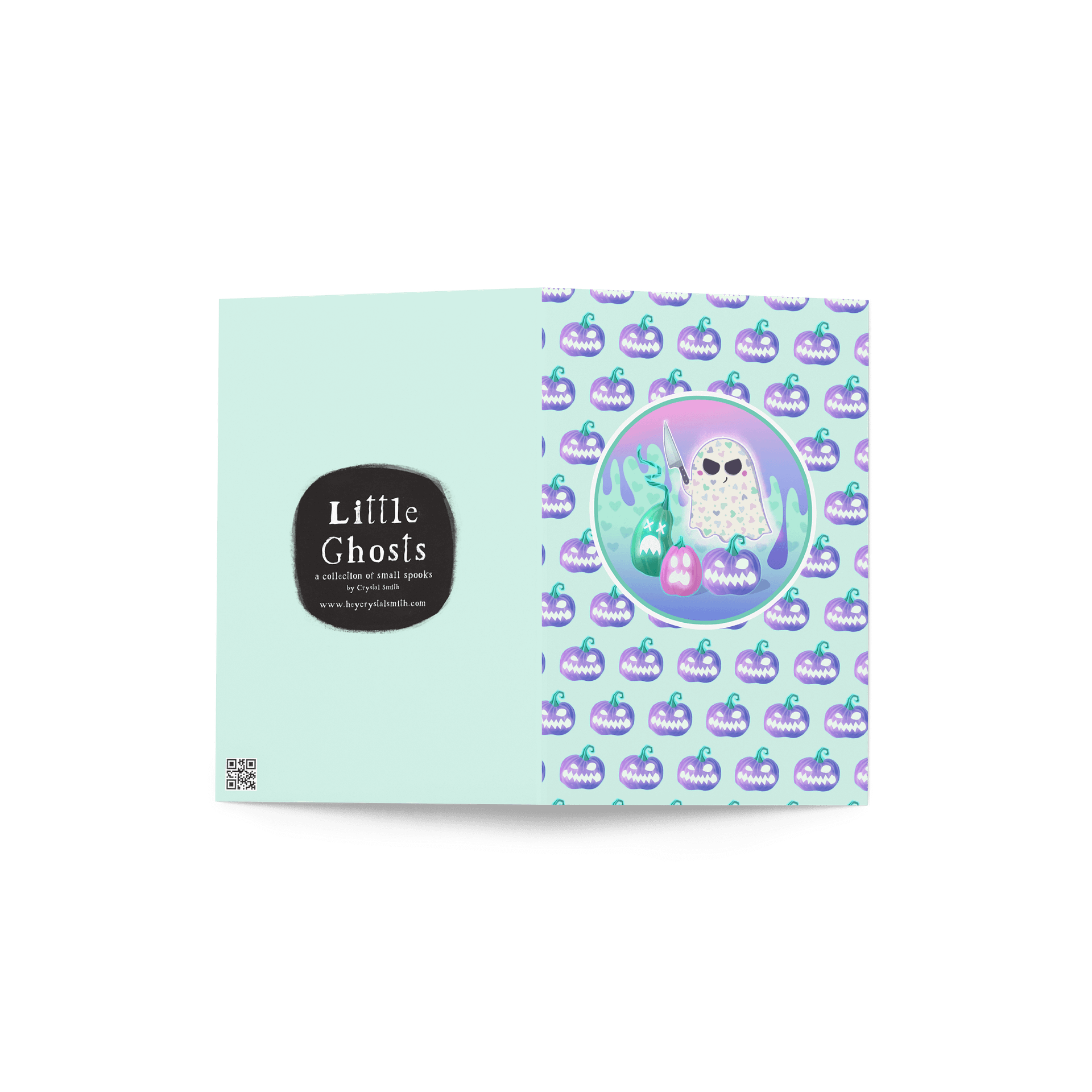 Pastel Little Ghost Pumpkin Carver - Greeting Card product image (5)