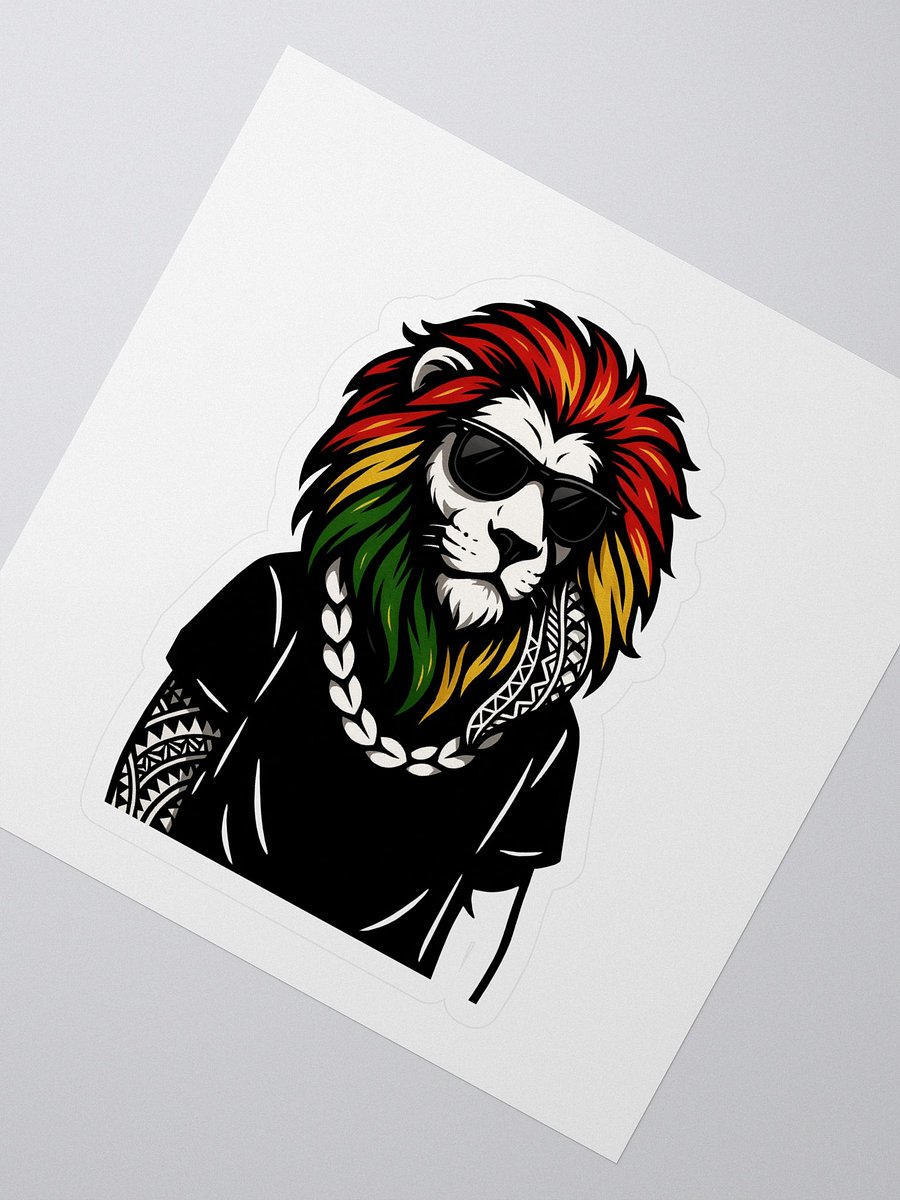 Reggae Lion Head Kiss-Cut Sticker – Rasta Colors with Polynesian Tribal Design | Samoan Island Vibes by ASP Apparel product image (2)