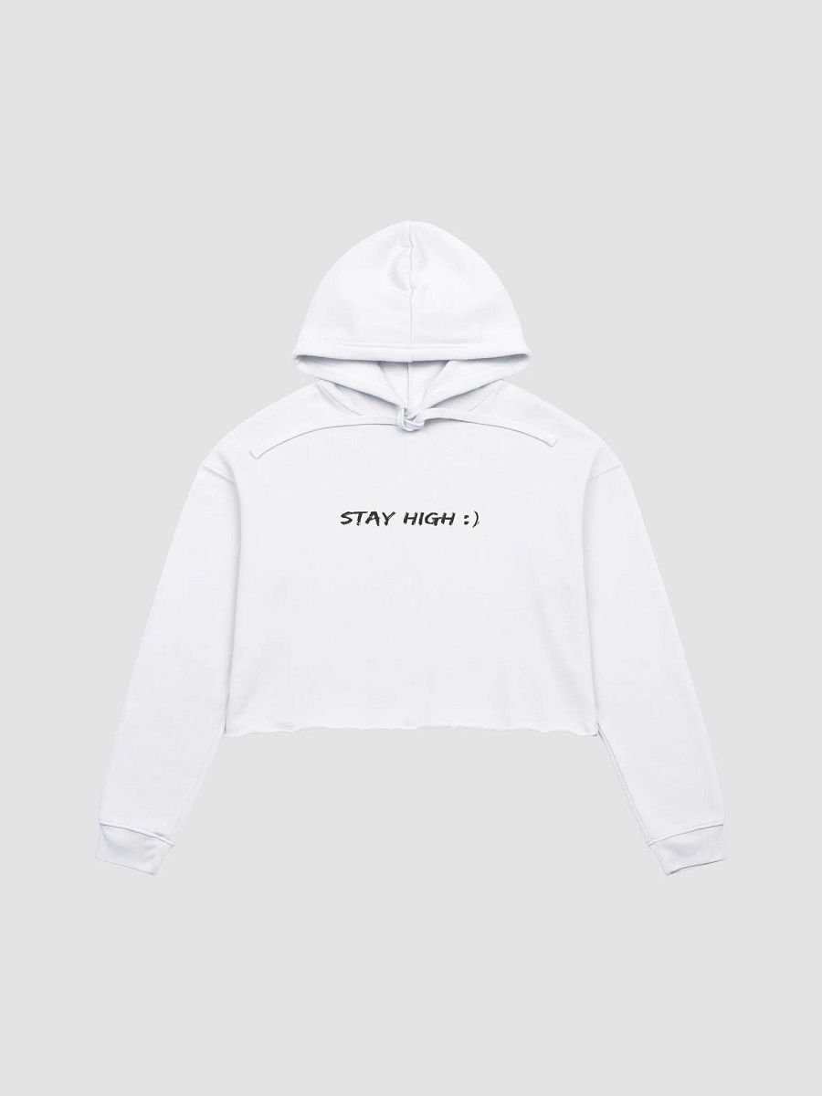 White Stay High Fleece Crop Hoodie product image (1)