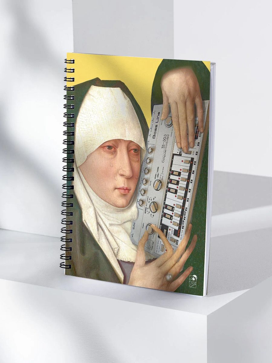 Mater Dolorosa meets Roland TB 303 by Frank Fonik, EDM Techno Spiral Notebook product image (4)