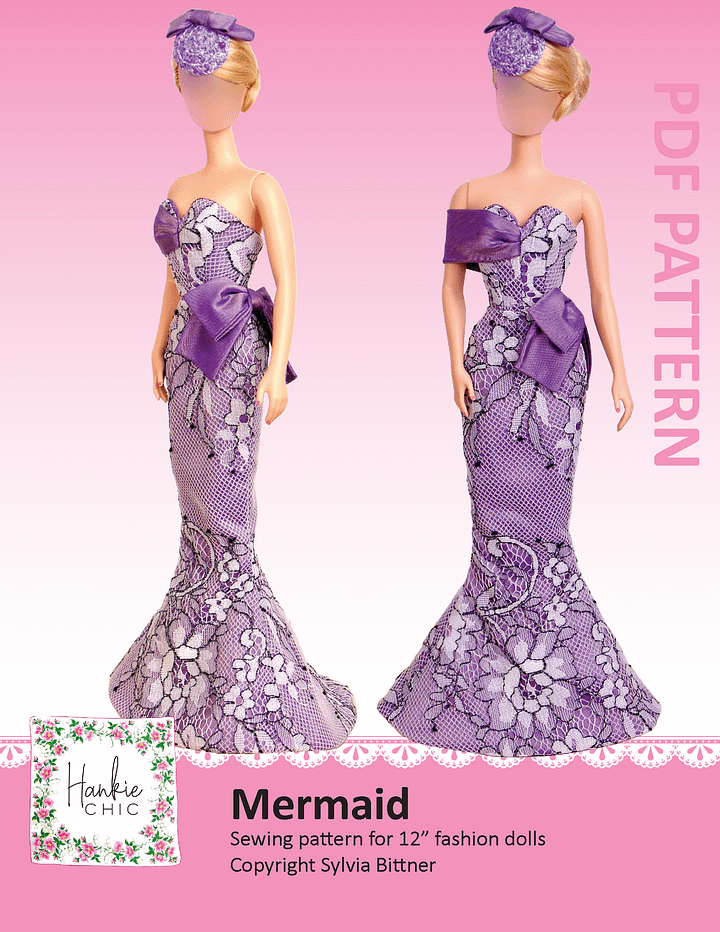 Mermaid sewing pattern for 12" fashion dolls product image (1)