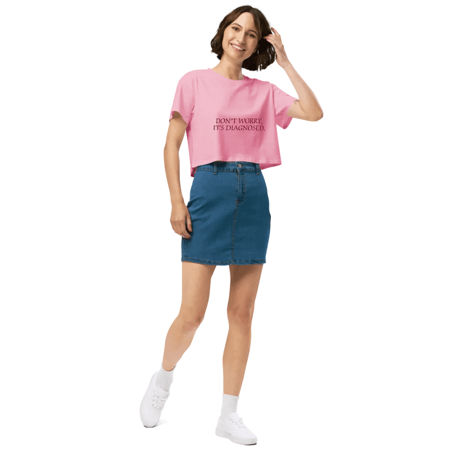DW, IT'S DIAGNOSED (#6D1616) printed cotton crop top product image (3)