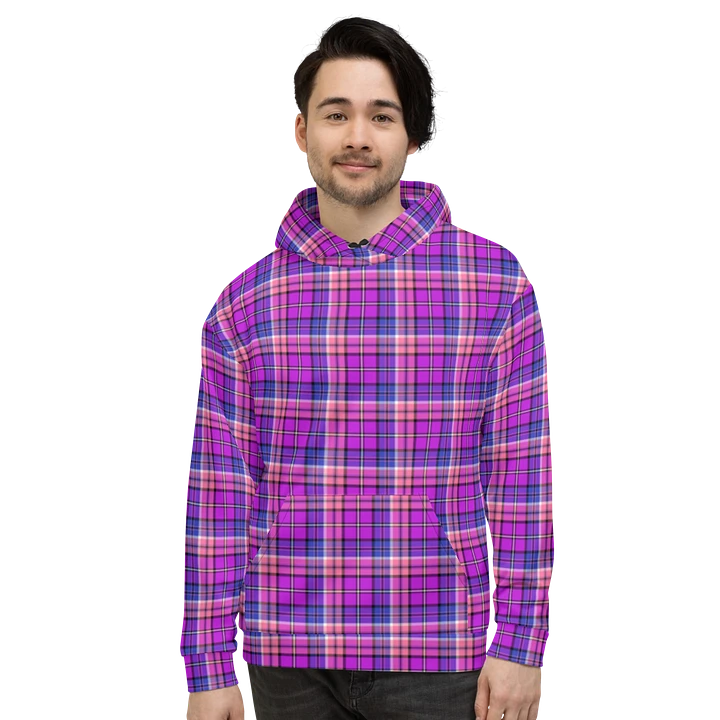 Bright Purple, Pink, and Blue Plaid Hoodie product image (2)