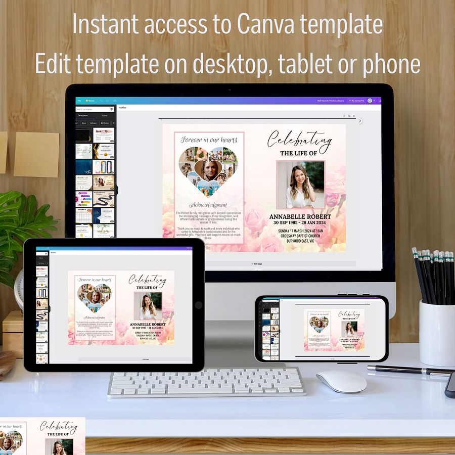 Rose Garden Funeral Program Canva Template product image (3)
