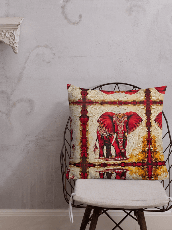 Premium Majestic Crimson Red Elephant Pillow 20x20 product image (1)