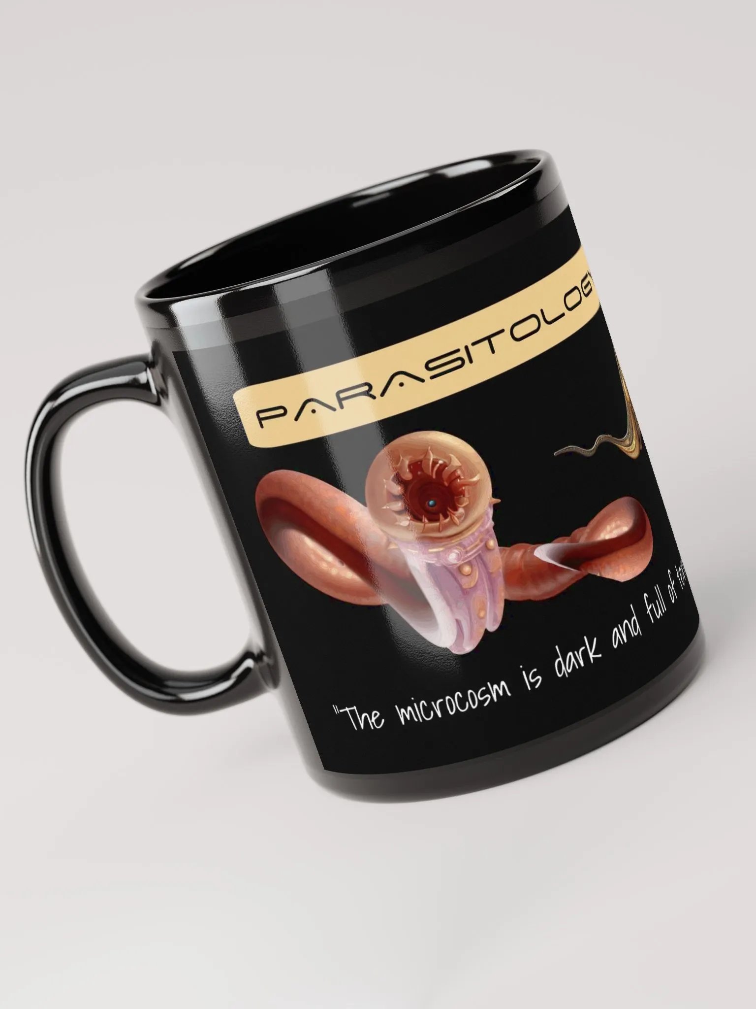 Black Ceramic Parasitology Mug - Science Lover Gift - parasites- Microbiologist- researcher-protozoa- worms product image (2)