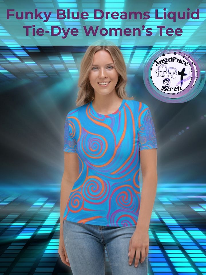 Funky Blue Dreams Liquid Tie-Dye Women's Crewneck T-shirt product image (1)