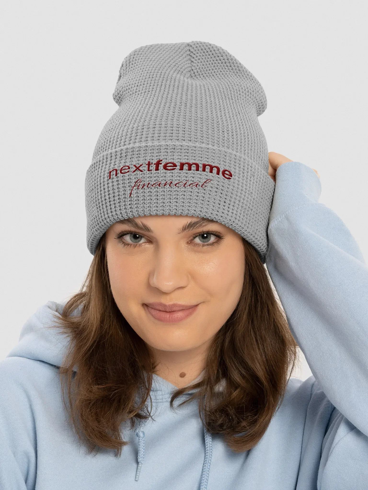 Cozy Honeycomb Waffle Beanie with Maroon Logotype product image (2)