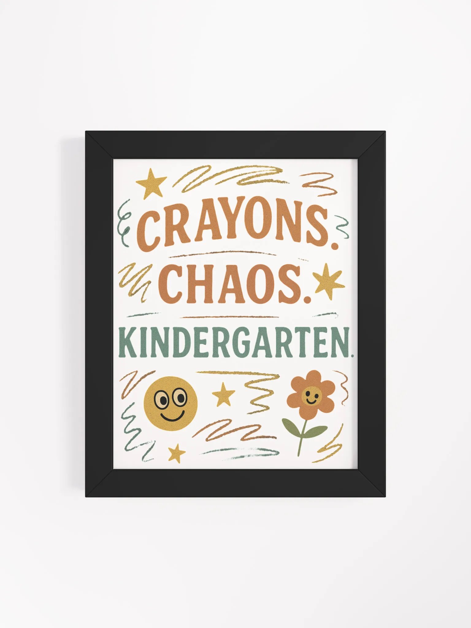 Crayons. Chaos. Kindergarten. Framed Poster – Colorful Wall Art for Teachers product image (16)