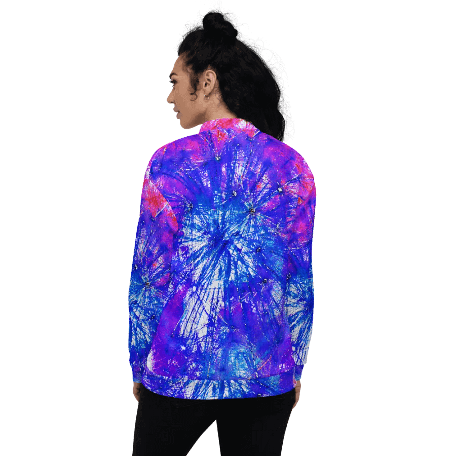 Abstract Bright Neon Dandelion Seeds Unisex Bomber Jacket product image (12)