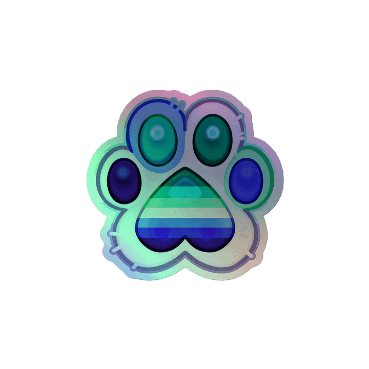 Gay Pride Paw Print Holographic Kiss Cut Sticker product image (2)