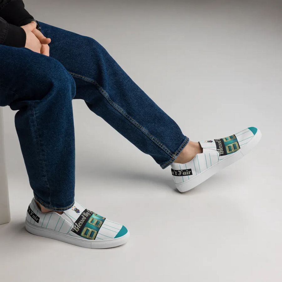BBG Light Green Striped Men's Slip Ons product image (12)