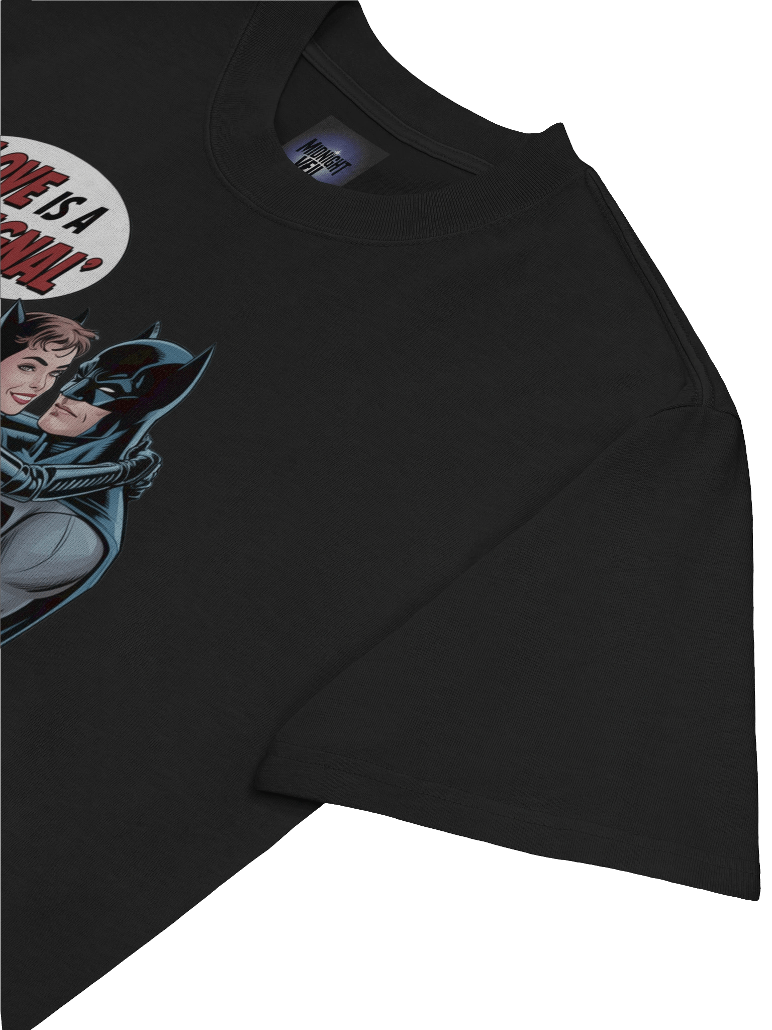 Romantic Beacon: Batman & Catwoman Love is a Bat Signal Oversized Faded T-Shirt product image (7)