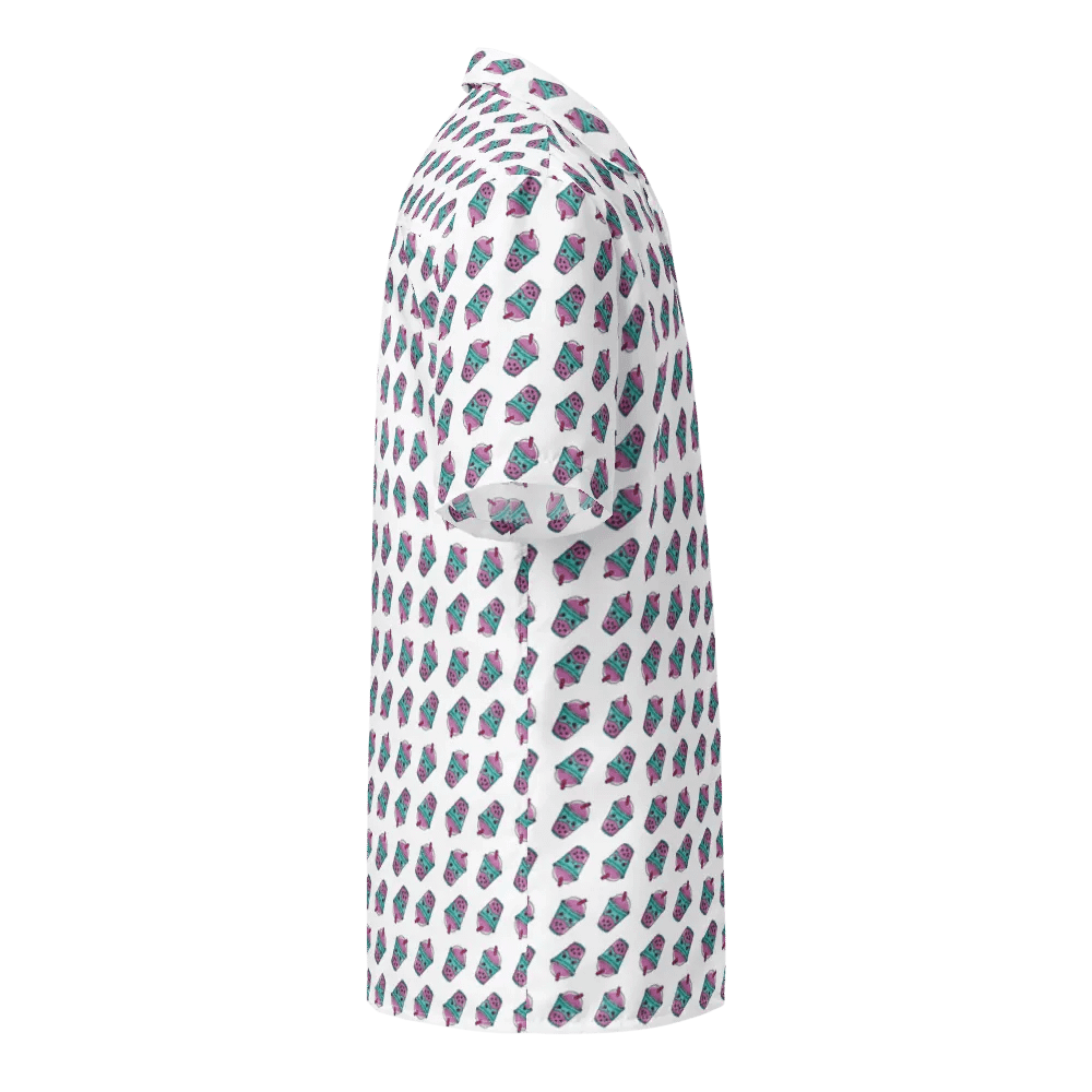 Kawaii Hawaii Bubble Tea Short Sleeve Button-Up Shirt product image (4)