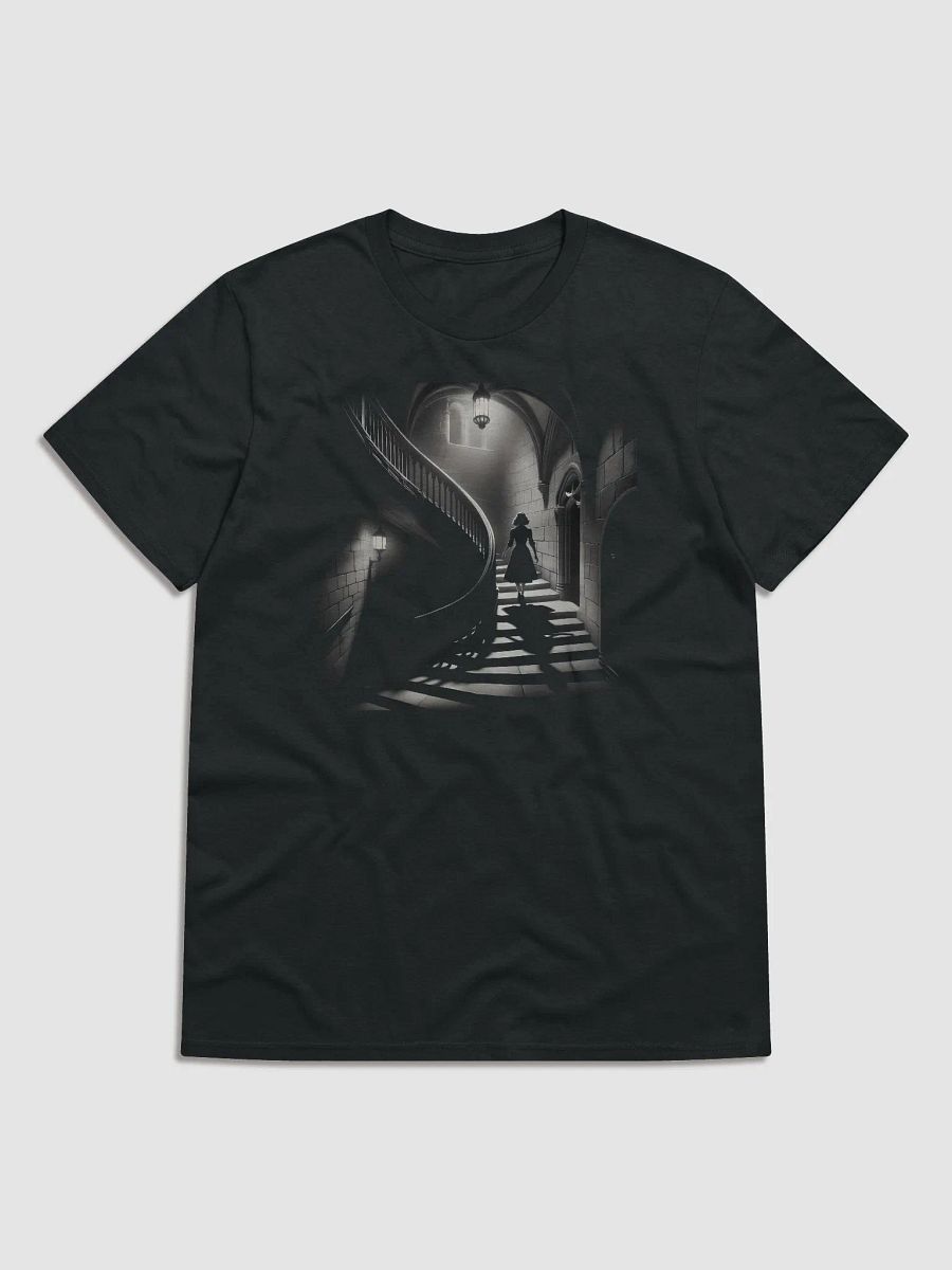 Spiral Staircase Mystery: Elegance in Noir (Front Print Womens Tee) product image (1)