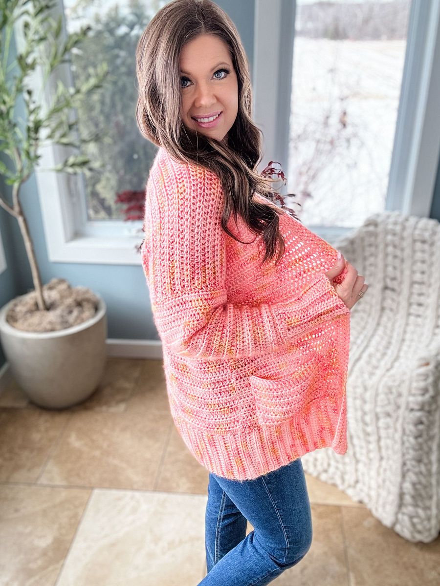 Fuzzy Peach Cardigan Crochet Pattern product image (3)