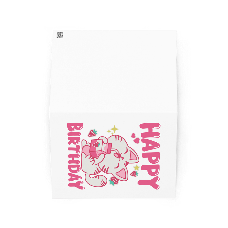 Happy Birthday (Cat Strawberry) Birthday Card 5" x 7" product image (2)