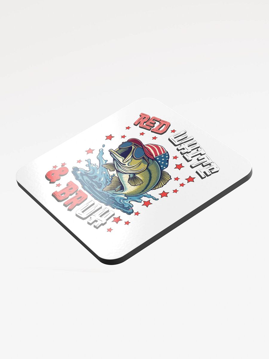 Red White And Bruh Fishing Patriotic Cork Coaster product image (4)