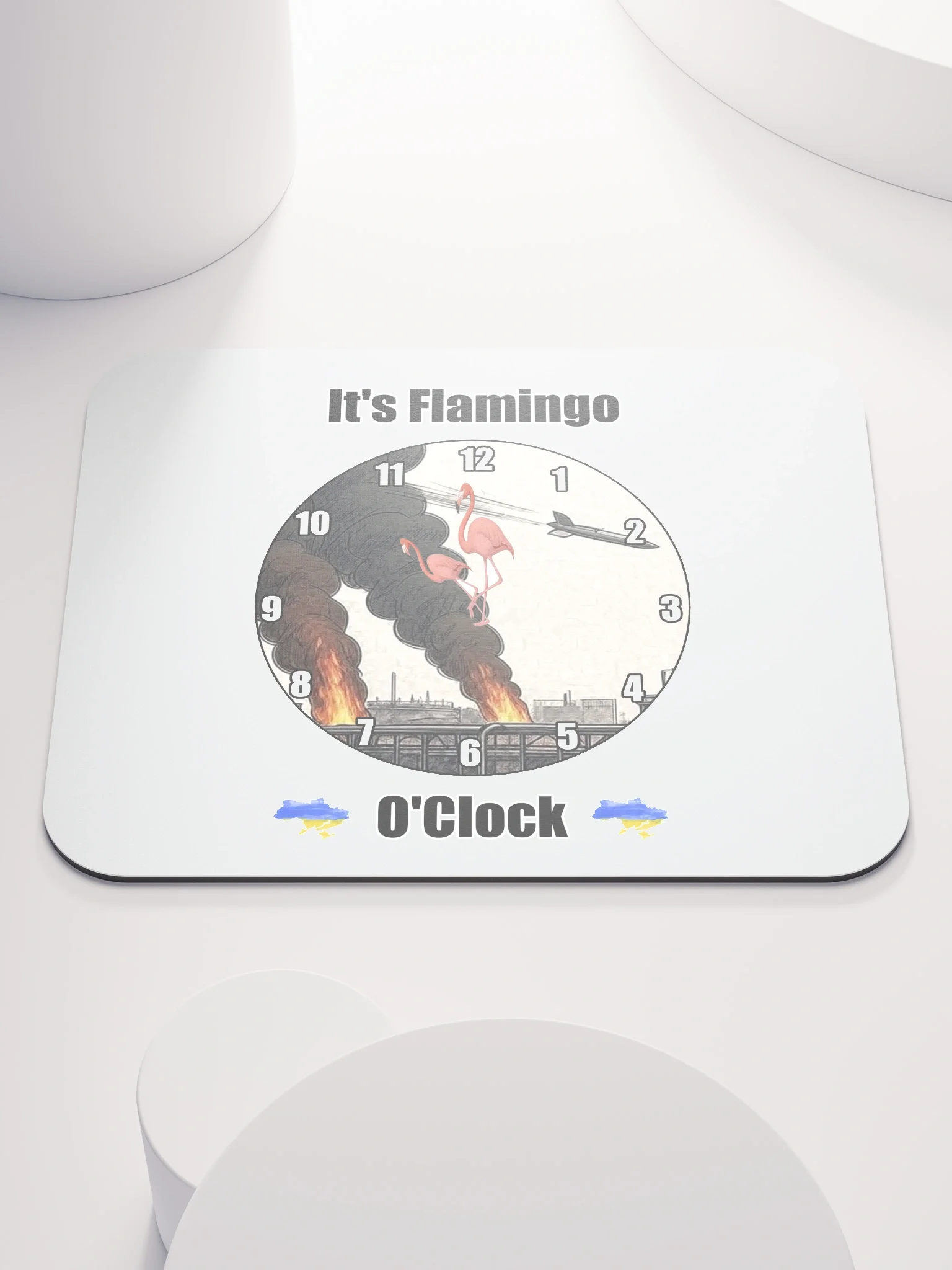 Flamingo o'clock mouse pad product image (1)