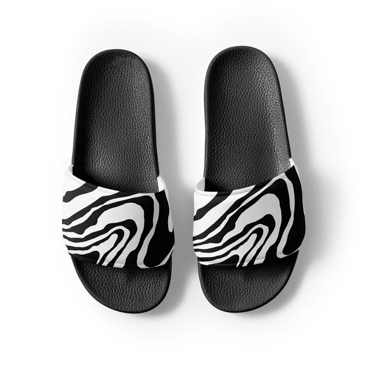 B/W Monochrome Printed Waves Men's Slides product image (1)