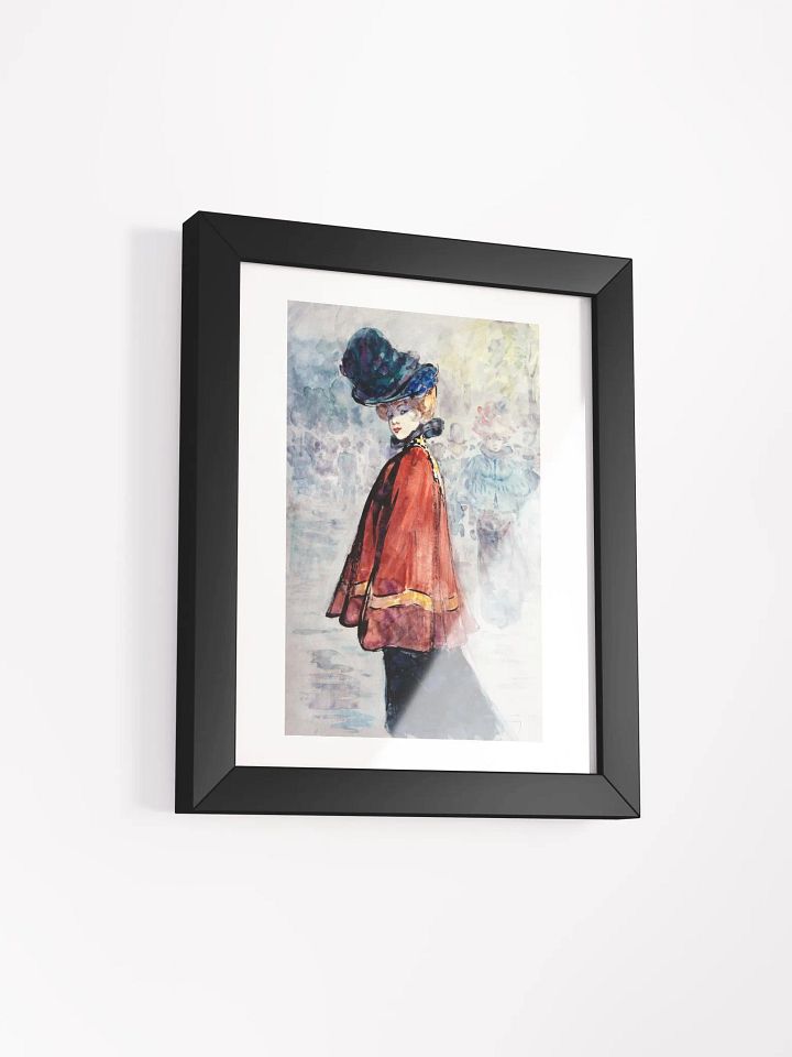 Elegant Lady in Red Cape Watercolor Poster product image (2)