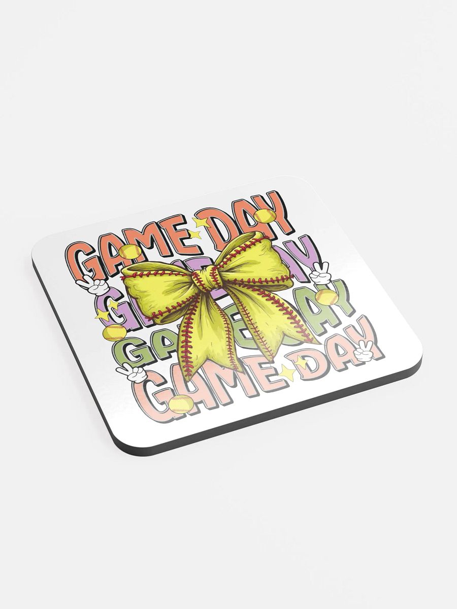 Game Day Bow Softball Glamour Cork Coaster product image (3)