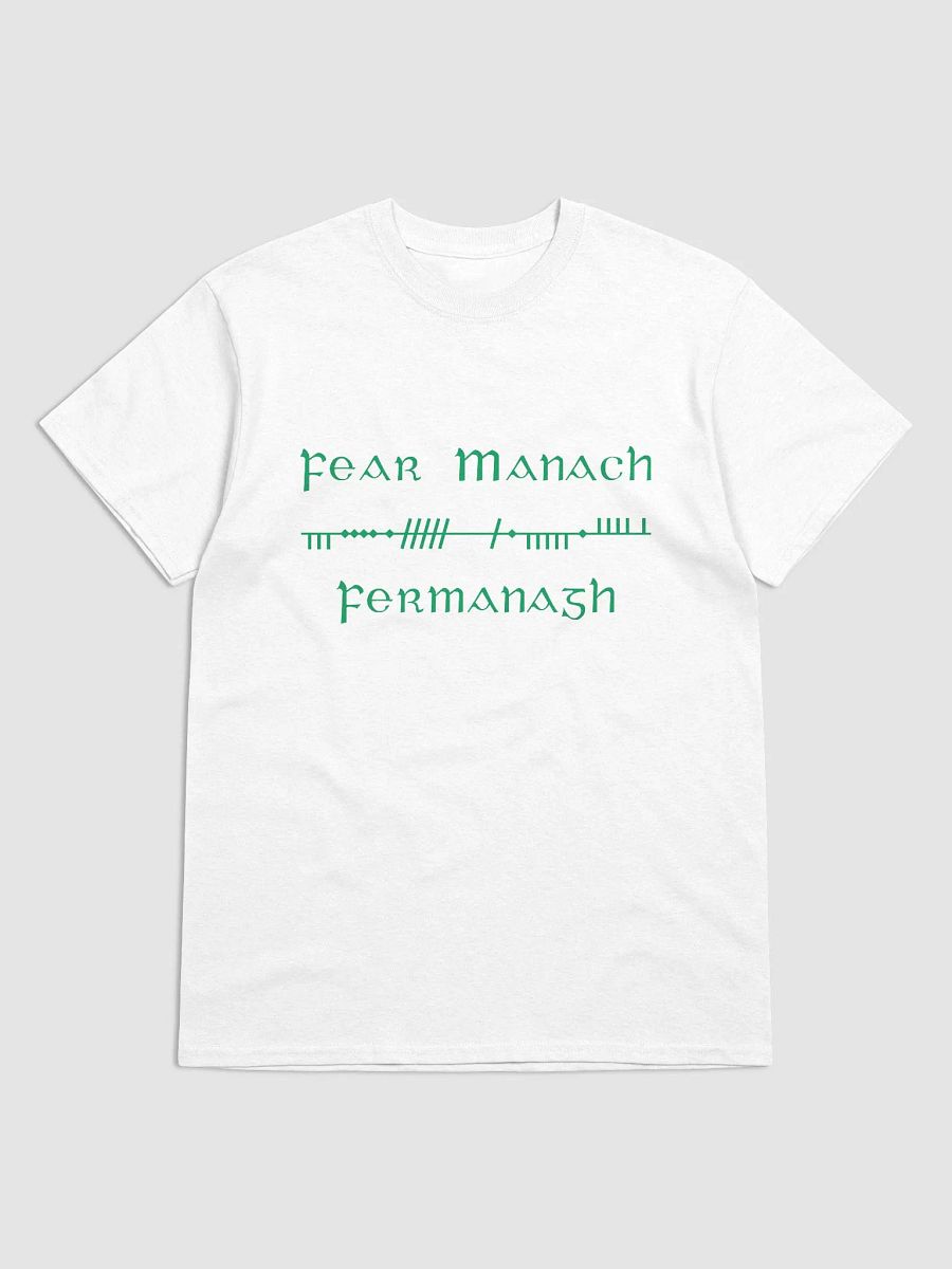 Fermanagh/Fear Manac Scholastic style Ogham white printed T-shirt product image (1)