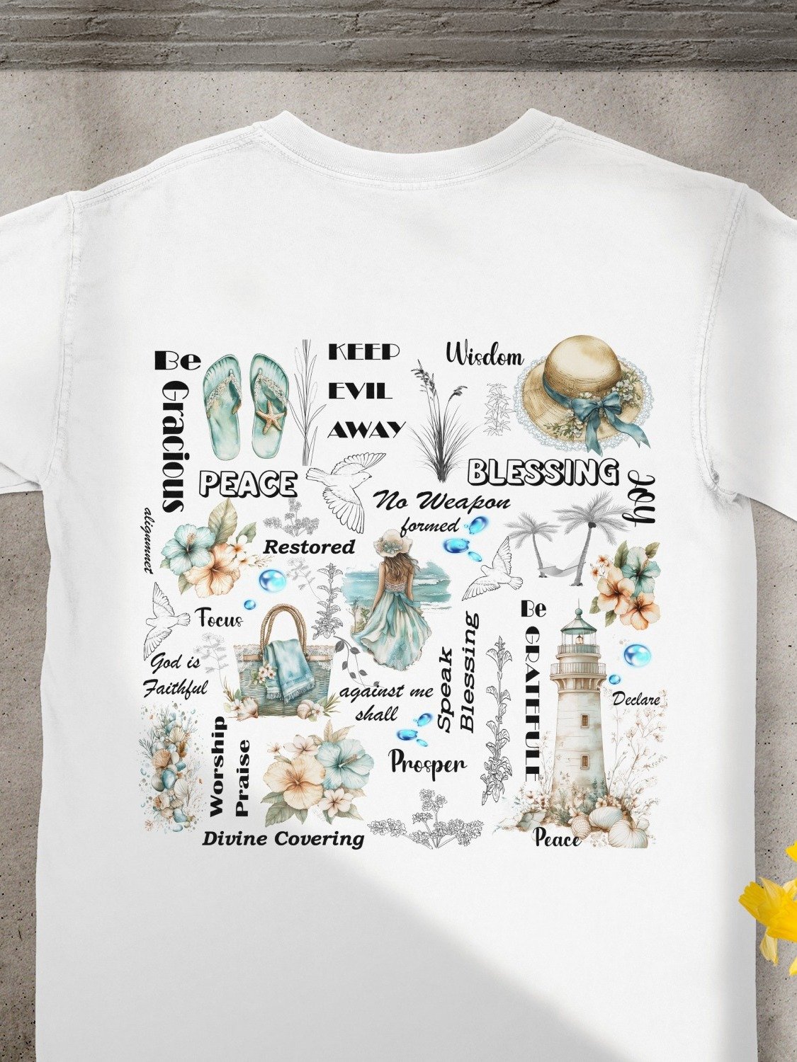 Inspirational Comfort Colors T-Shirt, Cottagecore Floral, Speak Blessing, Faith Quotes Tee product image (2)