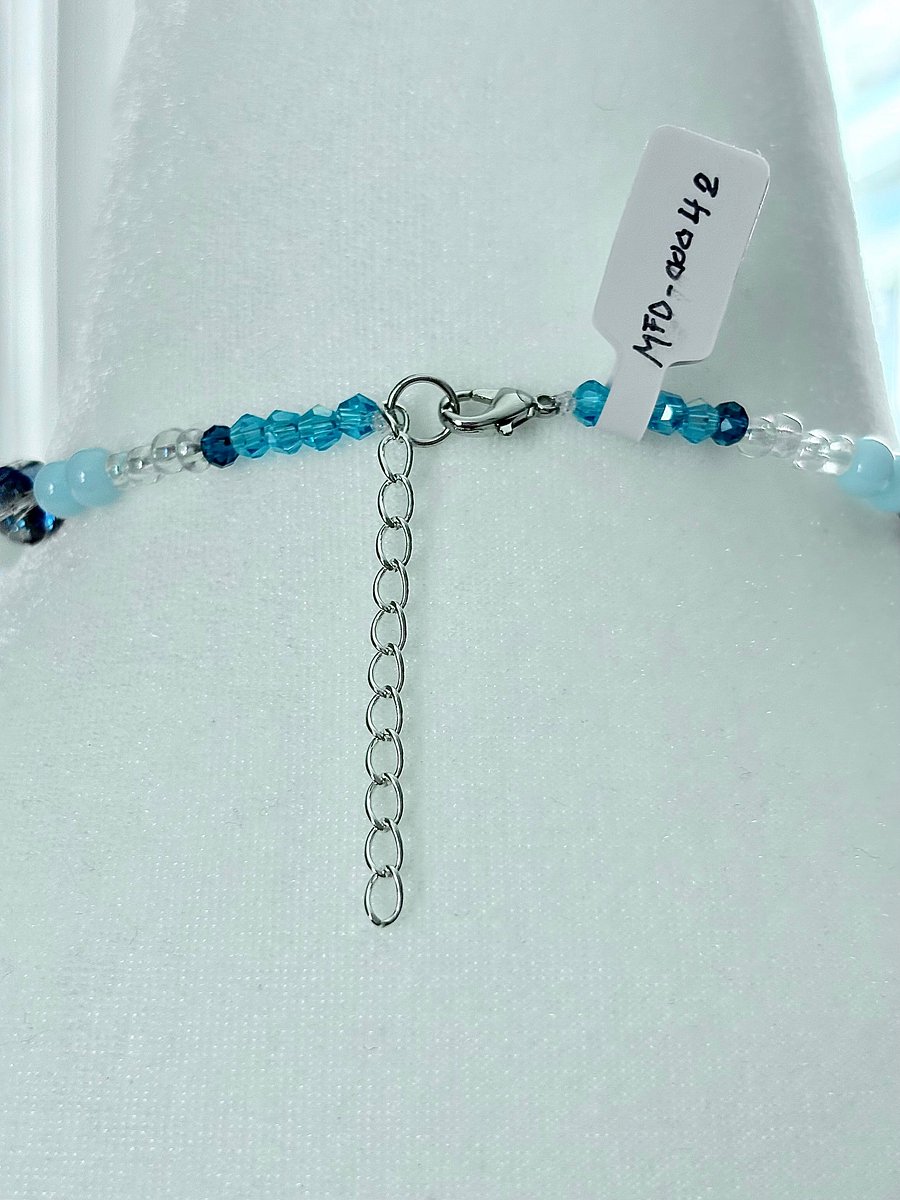 Blue Sand Dollar Print | Handmade & Fully Beaded Pendant Necklace | by Monique Faella Designs™ | MFD-00042 product image (5)